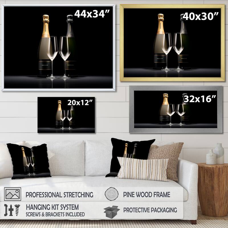 Designart "Monochrome Champagnes Contrast " Champagne Wall Art Bed